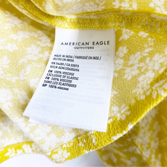 American Eagle Outfitters AEO Yellow Ditsy Floral Sweetheart Neckline Blouse S - Picture 12 of 12